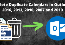 delete duplicate calendars in Outlook 2016